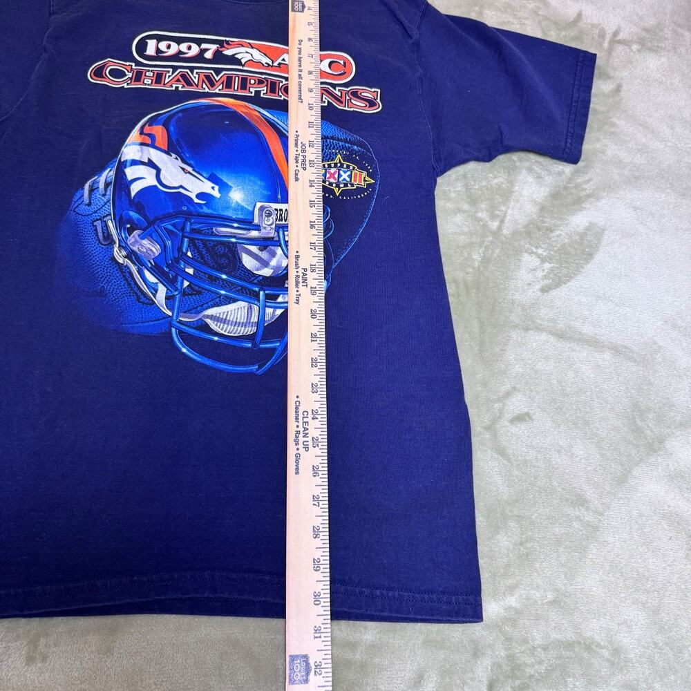 Vintage 1997 Denver Broncos AFC Champions Super Bowl XXXII Graphic T Shirt Blue - Picture 5 of 6